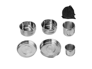 Ensemble de 6 ustensiles de cuisine portables en acier inoxydable multifonctionnels et efficaces pour le camping et la