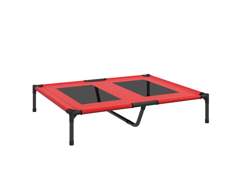 Lit surélevé extérieur rouge 92x76x18 cm pour grand animal de compagnie  - Conforama A