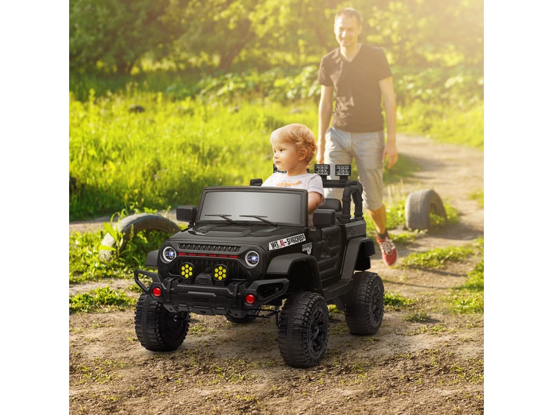  Voiture électrique pour enfants de 3 ans et plus avec batterie 12 v, télécommande, phares led, klaxon et musique - noire  - Conforama C