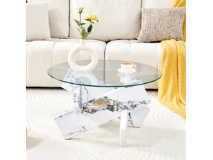 Table basse rond(e) coloris bicolore <strong>DESMIU</strong> <strong></strong> - 79 cmx79 cm