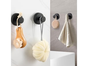 Lot de 6 crochets à ventouse inox noir - crochet mural amovible sans perçage pour cuisine, salle de bain, fenêtre et verre