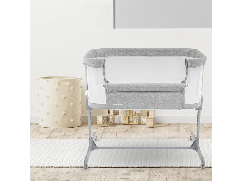 Lit bébé cododo 3 en 1, lit parapluie pliable jusqu'à 9 kg, réglage hauteur 7 niveaux, 4 roues, paroi latérale amovible, lit d'appoint peut s'incline - Conforama B