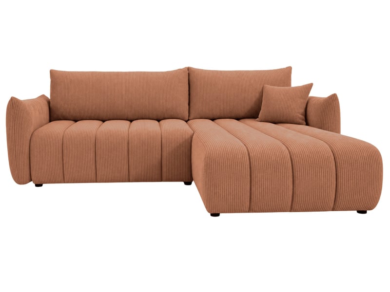  Moorea - canapé d'angle convertible petit velours côtelé 4 places terracotta  - Conforama A
