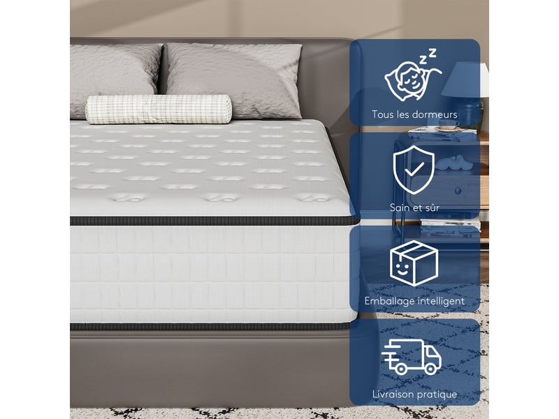  Matelas 90x190,mousse 30 cm et ,réversible à deux faces entièrement utilisables  - Conforama D