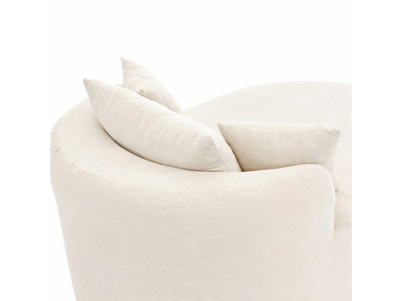 Fauteuil ovale,170x112,5x83 cm,avec assise profonde,velours côtelé,beige clair - Conforama E