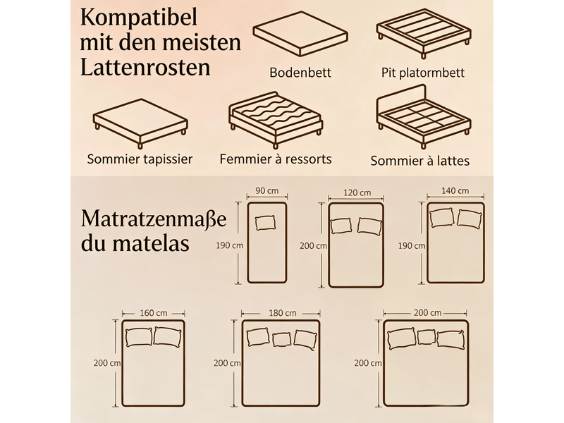  Matelas double tcqpz 140 x 190 x 20 cm mousse à mémoire de forme blanc et gris  - Conforama C