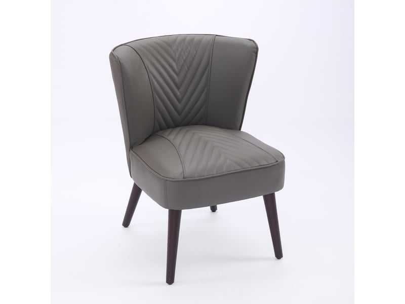  Fauteuil lounge sans accoudoirs,56x62x72 cm,piètement bois,cuir,gris  - Conforama A