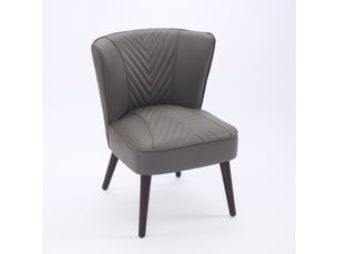 Fauteuil lounge sans accoudoirs,56x62x72 cm,piètement bois,cuir,gris
