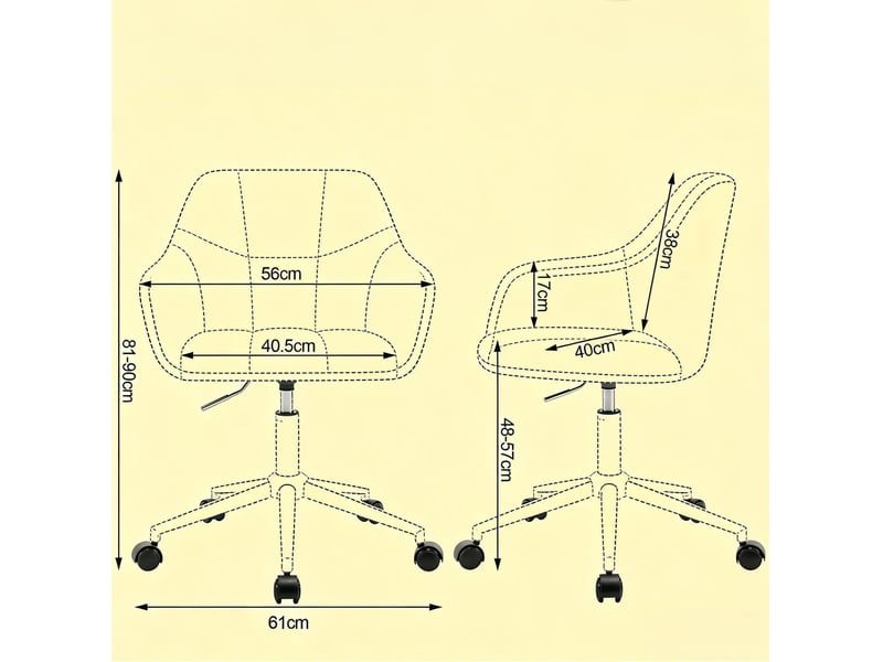  Chaise de bureau 40x56x90 cm réglable en hauteur métal blanc crème  - Conforama E