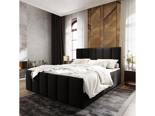Lit avec rangement 140x200 cm <strong>MASSENO</strong> <strong></strong> coloris noir