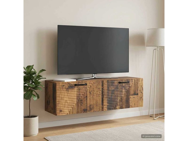  Meuble tv - banc tv - meuble de rangement mural bois ancien 98 x 31 x 30 cm bois d'ingénierie  - Conforama D