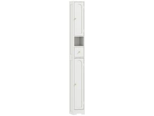 Meuble colonne salle de bain, meuble de rangement, 2 portes, tiroir, compartiment ouvert, blanc, étagère réglable