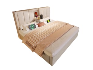 Lit avec rangement 160x200 cm EVRYAE coloris beige