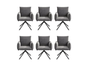 Lot de 6 chaises de salle à manger 60 x 60 x 88 cm – gris – velours pivotant 360° et accoudoirs rembourrés