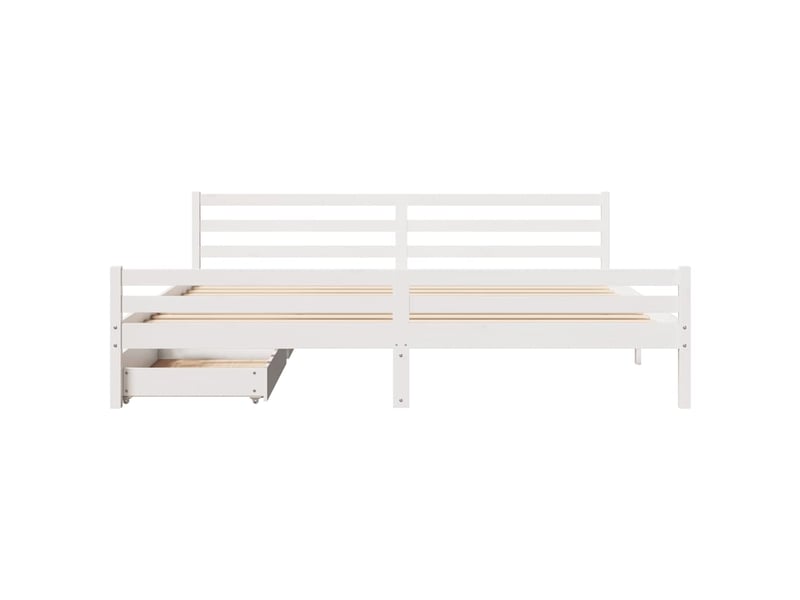 Lit double- lit adulte - cadre de lit sans matelas blanc 200x200 cm bois massif de pin - Conforama C