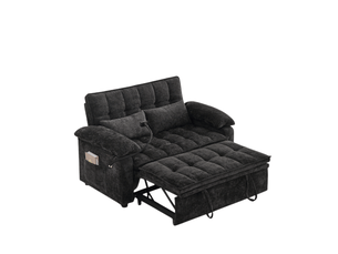Canapé droit convertible   2 places Tissu noir