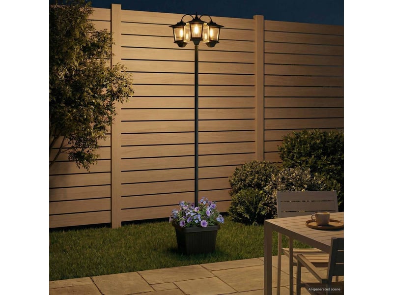  Lampadaire salon, lampe sur pied 3 brins avec jardinière noir 32x32x188 cm  - Conforama B