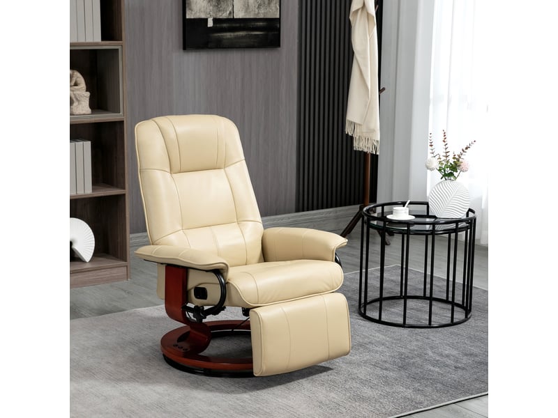  Fauteuil de relaxation, fauteuil pivotant, fauteuil inclinable, 78x87x100cm, crème  - Conforama D