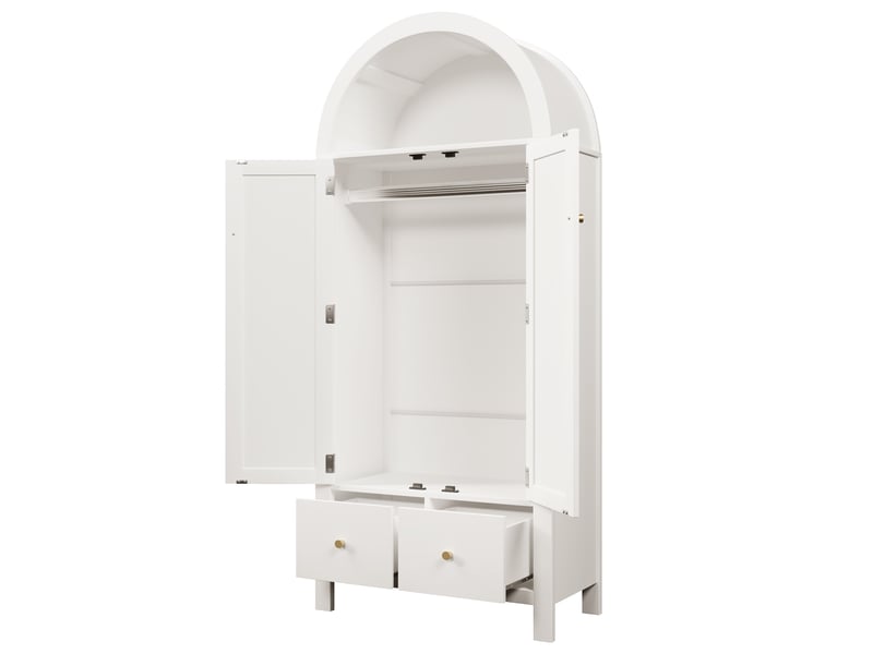  Armoire penderie 2 portes 2 tiroirs avec tringle blanc 78x45x181 cm AB20714142W - Conforama B