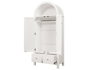 Armoire penderie 2 portes 2 tiroirs avec tringle blanc 78x45x181 cm