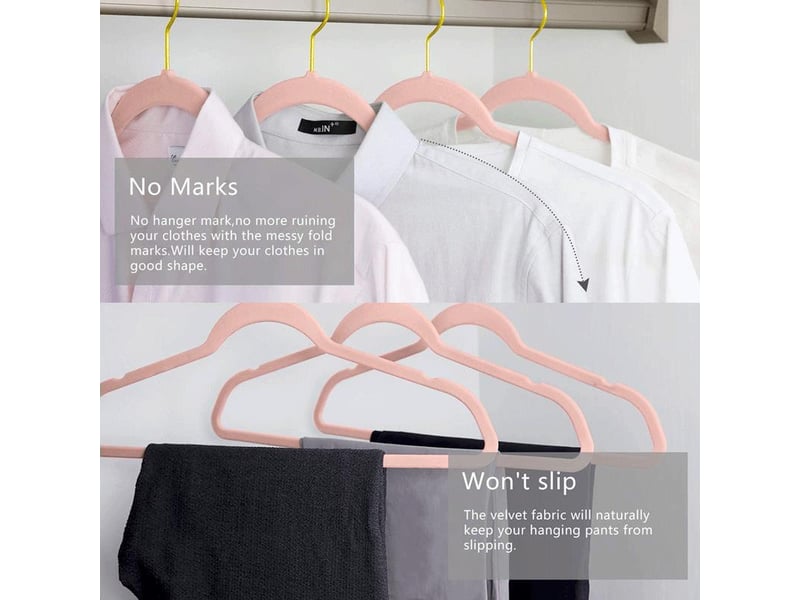  Lot de 10 cintres avec crochets pivotants à 360° couleur or rose  - Conforama C