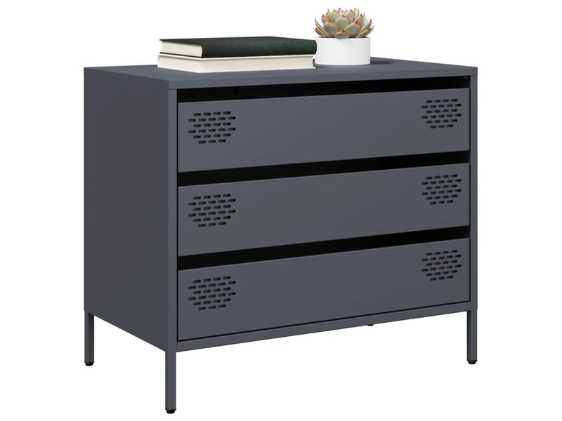  Buffet - bahut - meuble de rangement anthracite 68x39x58,5 cm acier laminé à froid  - Conforama B