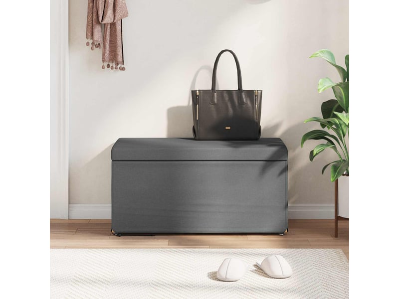  Tabouret bas, ottoman gris foncé 81x41x40 cm tissu et bois stratifié  - Conforama C