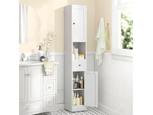 Armoire de rangement blanche en métal 30x30x180 cm, 2 portes