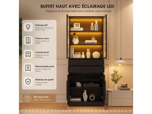 Vitrine coloris bicolore 7 étagère(s)   - 80 cmx139.5 cm