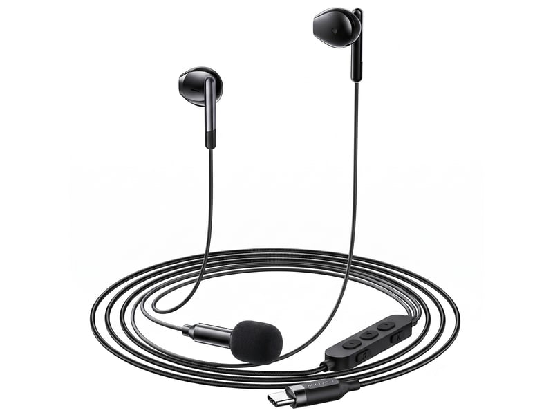  Micro cravate avec écouteurs usb-c monitoring vocal et bluetooth 5.4 acefast noir L12 - Conforama B
