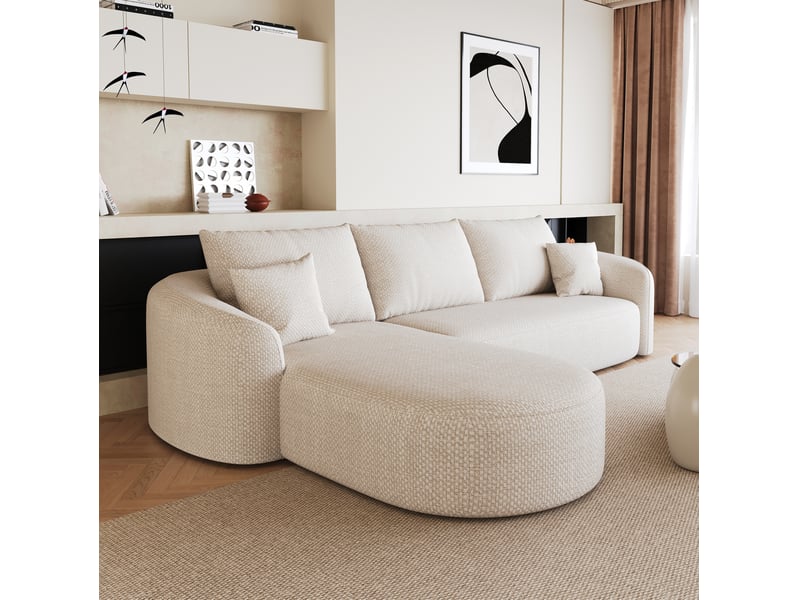  Canapé d’angle gauche 4 places 266x168 cm en chenille blanche sans montage  - Conforama E
