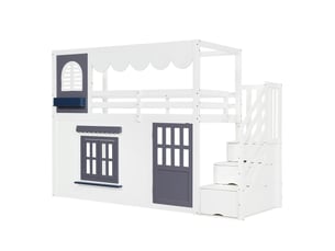Lit mezzanine 90x200 cm <strong>SAPGAKS</strong> <strong></strong> coloris blanc