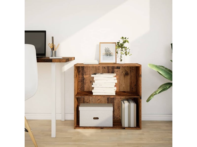  Bibliothèque, meuble de rangement salon vieux bois 80x30x77 cm bois d'ingénierie  - Conforama C