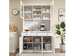 Buffet 5 porte(s) 3 tiroir(s) <strong>MODENVIE</strong> <strong></strong> - 120 cm coloris blanc