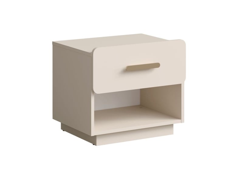  Lot de 2 tables de chevet amalie – 1 tiroir – coloris beige – poignées dorées – design arrondi  - Conforama A