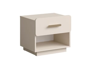 Lot de 2 tables de chevet amalie – 1 tiroir – coloris beige – poignées dorées – design arrondi