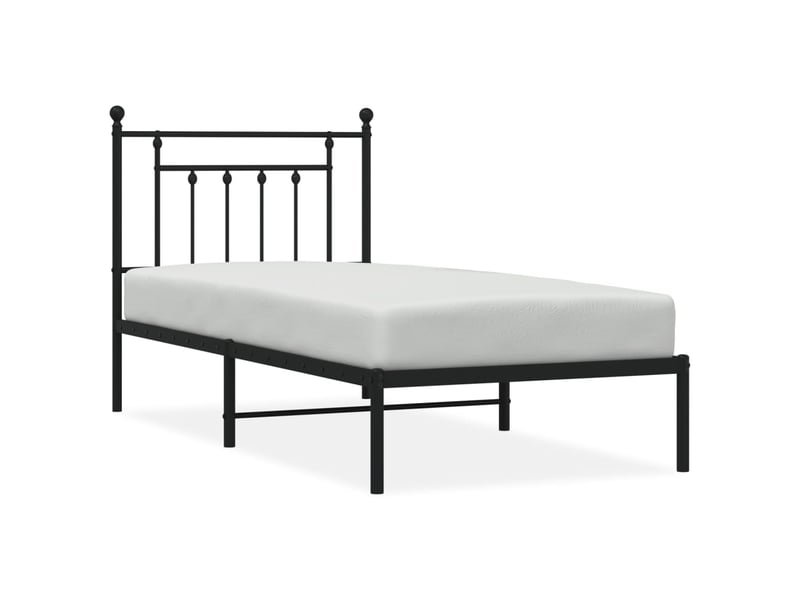  Lit simple- lit adulte -  cadre de lit métal sans matelas avec tête de lit noir 80x200 cm  - Conforama A