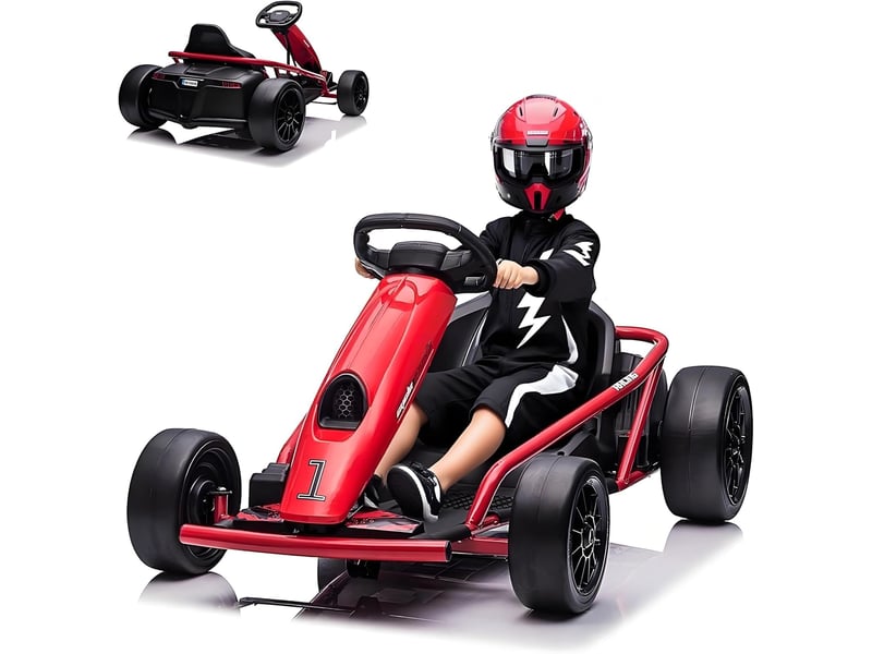  Kart électrique pour enfant 24 v, mode dérive, 2x300 w, siège réglable, mp3, 70 kg – rouge PTO_0YXZLG79 - Conforama A