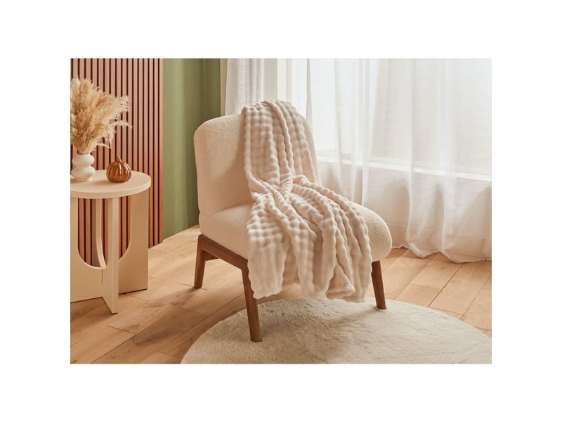  Plaid zephy 180x230cm effet fausse fourrure ivoire ZEPHY - Conforama E