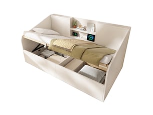 Lit coffre 90x190 cm OKWISH coloris blanc