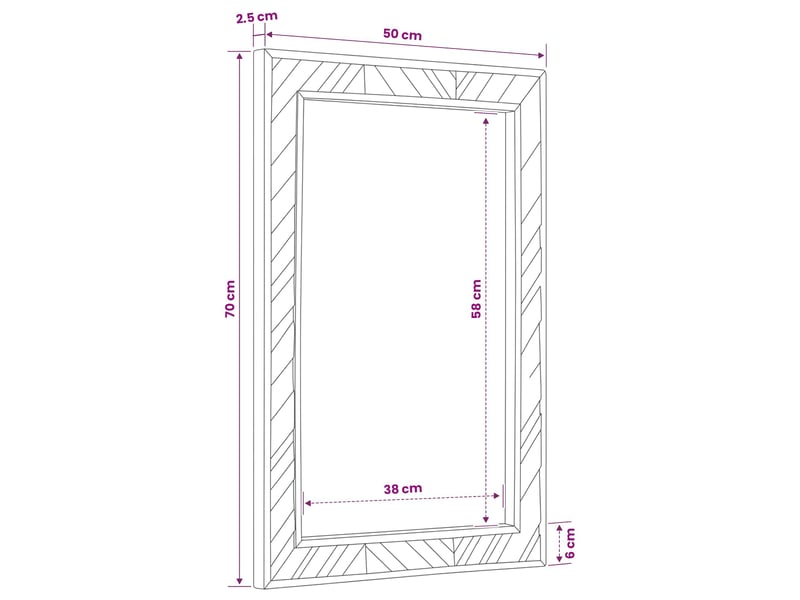  Miroir marron 70 x 50 x 3 cm verre cf62797  - Conforama E