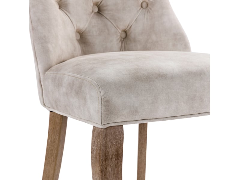  Lot de 2 chaises de salle à manger 51x47x97 cm dossier haut velours beige clair  - Conforama D