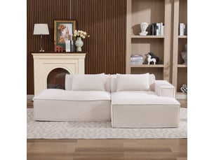 Canapé textile 235 cm avec deux coussins et sac à ressorts - moderne, confortable, idéal pour salon, appartement, bureau