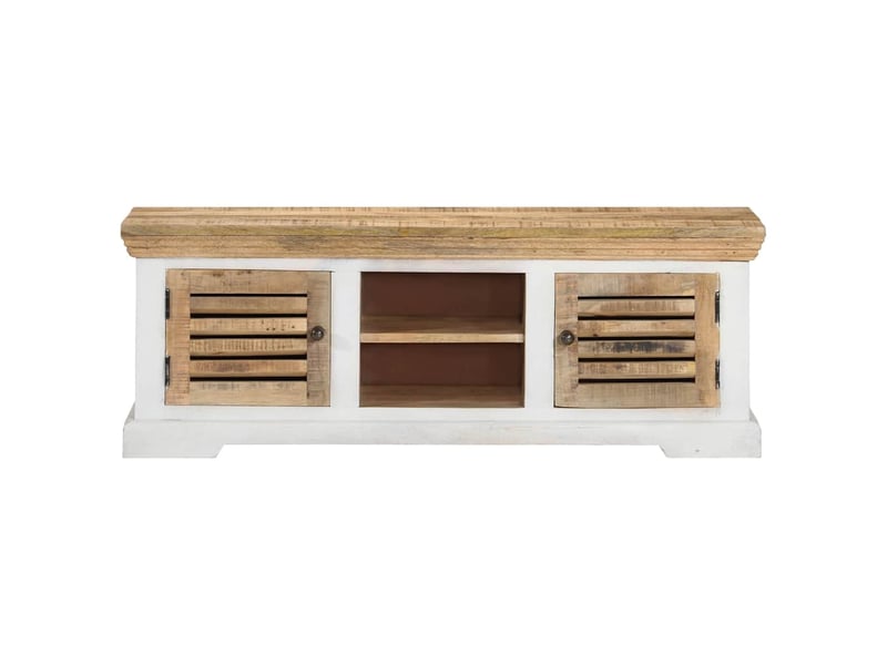  Meuble tv - banc tv - meuble de rangement 110x30x40 cm bois massif de manguier  - Conforama A