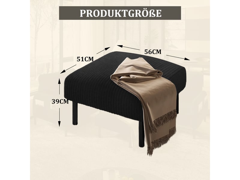 Fauteuil individuel en tissu velours côtelé avec repose-pieds, accoudoirs munis de poches latérales, structure métallique stable DUD2018 - Conforama R