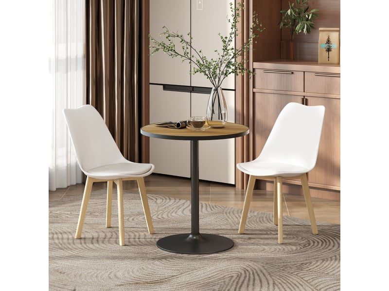  Table de salle à manger ronde pour 2 à 4 personnes avec base stable, en bois, pour cuisine et salon, ø70×76 cm, chêne  - Conforama C
