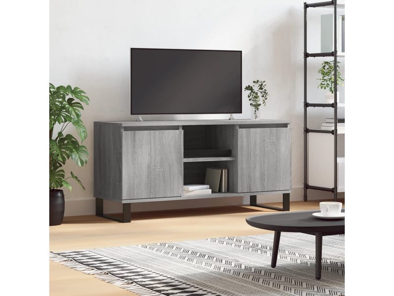  Meuble tv - banc tv - meuble de rangement sonoma gris 104x35x50 cm bois d'ingénierie  - Conforama B