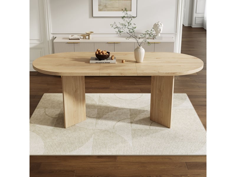  Table à manger 160 x 80 cm, 6-8 personnes, plateau épais, angles arrondis, chêne Jamama eleni - Conforama E