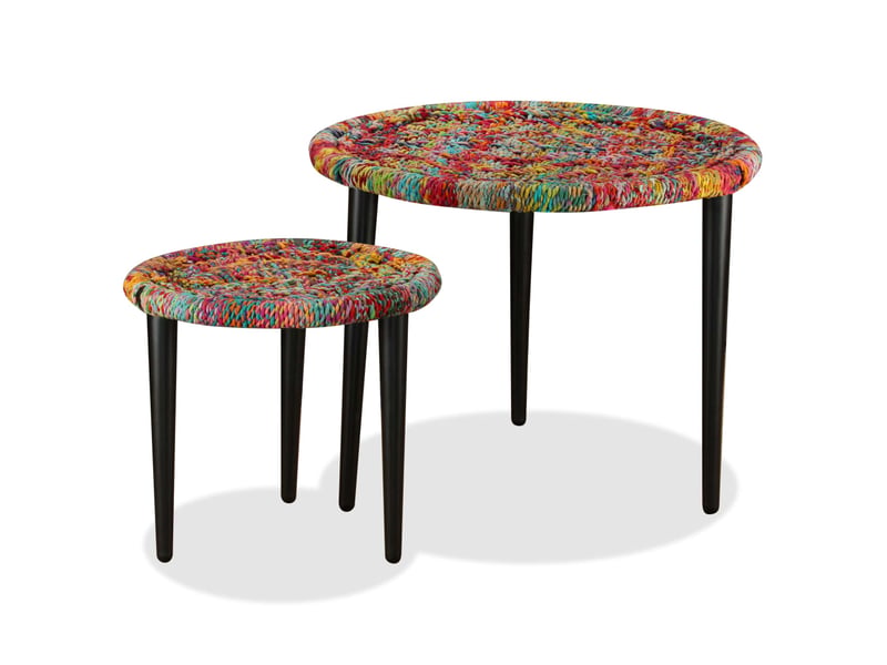  Table basse 2 pcs | table d'appoint détails tissés chindi multicolore  - Conforama A