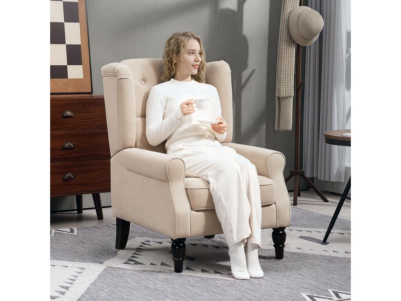  Fauteuil de salon, siège de salon, polyester, 74x87x102cm, beige  - Conforama C